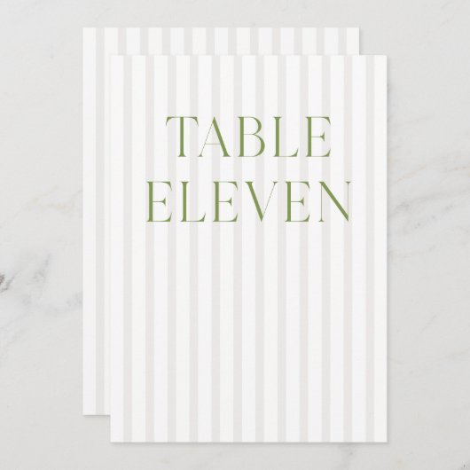Classic Sage Green & Beige Wedding 11 Tischnummern (Vorne/Hinten)