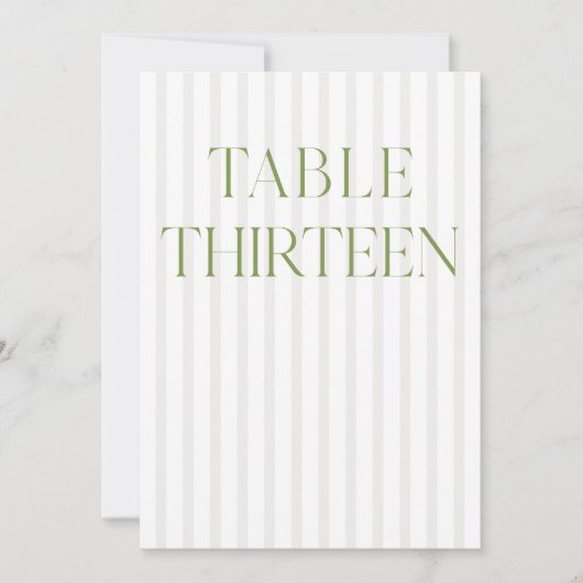 Classic Sage Green & Beige Wedding 13 Tischnummern (Vorderseite)