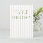 Classic Sage Green & Beige Wedding 13 Tischnummern (Stehend Vorderseite)