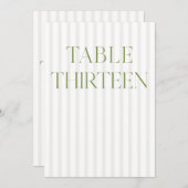 Classic Sage Green & Beige Wedding 13 Tischnummern (Vorne/Hinten)