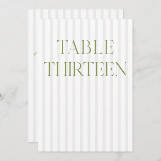 Classic Sage Green & Beige Wedding 13 Tischnummern (Vorne/Hinten)