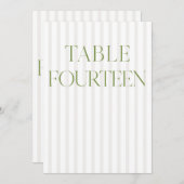 Classic Sage Green & Beige Wedding 14 Tischnummern (Vorne/Hinten)