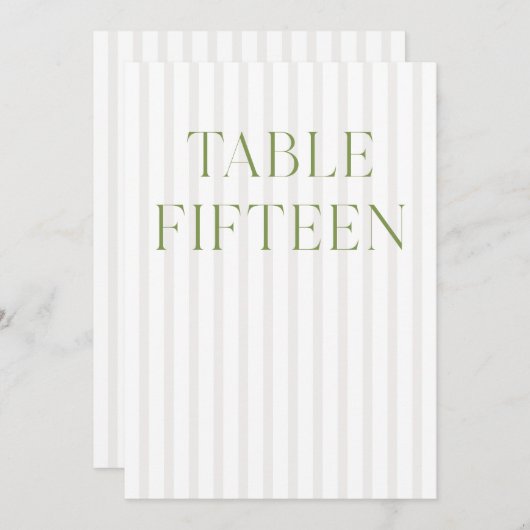 Classic Sage Green & Beige Wedding 15 Tischnummern (Vorne/Hinten)