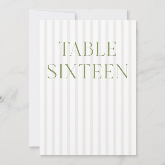 Classic Sage Green & Beige Wedding 16 Tischnummern (Rückseite)