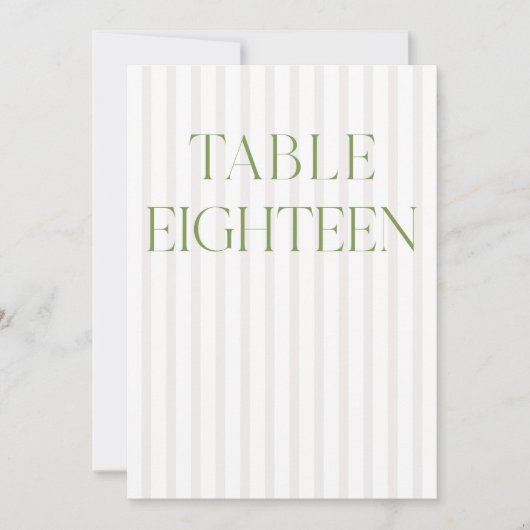 Classic Sage Green & Beige Wedding 18 Tischnummern (Vorderseite)