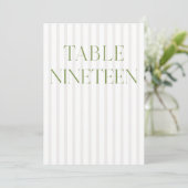 Classic Sage Green & Beige Wedding 19 Tischnummern (Stehend Vorderseite)
