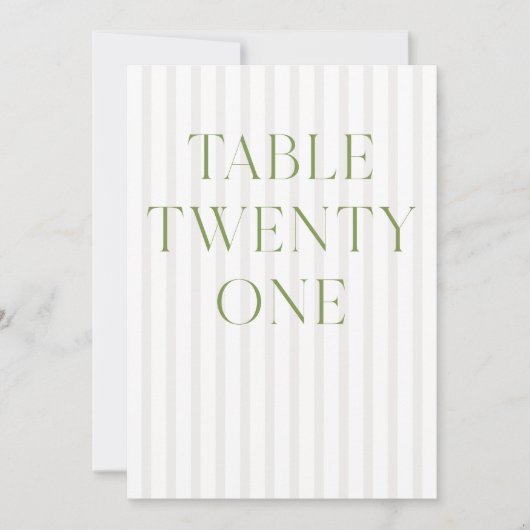 Classic Sage Green & Beige Wedding 21 Tischnummer (Vorderseite)