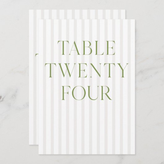 Classic Sage Green & Beige Wedding 24 Tischnummern (Vorne/Hinten)