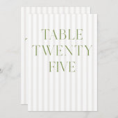 Classic Sage Green & Beige Wedding 25 Tischnummern (Vorne/Hinten)