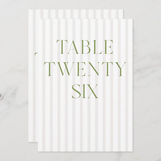 Classic Sage Green & Beige Wedding 26 Tischnummern (Vorne/Hinten)