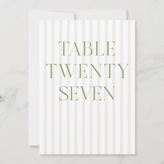Classic Sage Green & Beige Wedding 27 Tischnummern (Vorderseite)