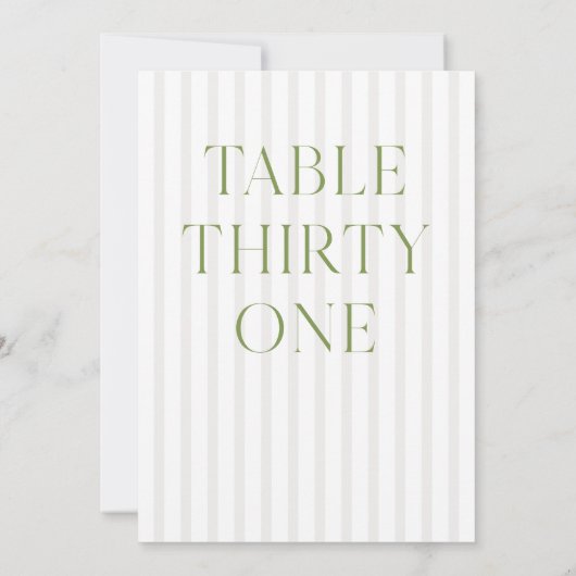 Classic Sage Green & Beige Wedding 31 Tischnummer (Rückseite)