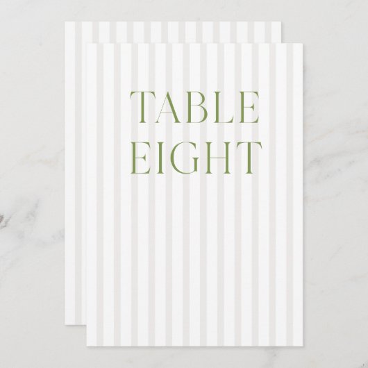 Classic Sage Green & Beige Wedding 8 Tischnummern (Vorne/Hinten)
