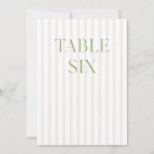 Classic Sage Green & Beige Wedding Tischnummer (Rückseite)