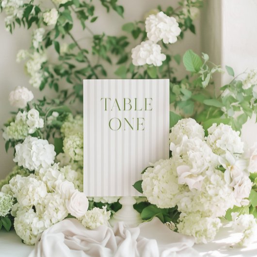 Classic Sage Green & Beige Wedding Tischnummer