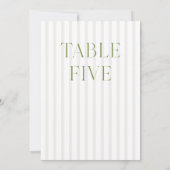 Classic Sage Green & Beige Wedding Tischnummer (Rückseite)