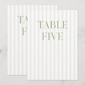 Classic Sage Green & Beige Wedding Tischnummer (Vorne/Hinten)