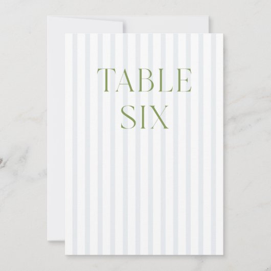 Classic Sage Green & Blue Wedding Tischnummer (Vorderseite)