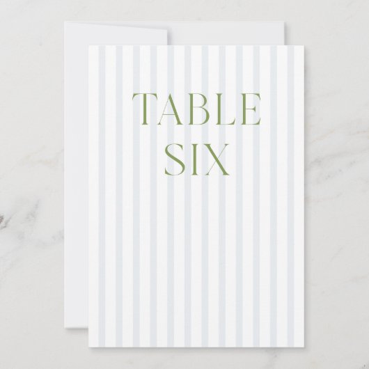 Classic Sage Green & Blue Wedding Tischnummer (Rückseite)