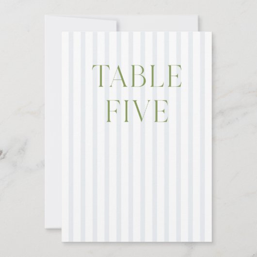 Classic Sage Green & Blue Wedding Tischnummer (Rückseite)