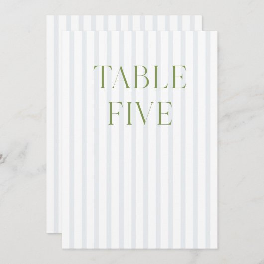 Classic Sage Green & Blue Wedding Tischnummer (Vorne/Hinten)