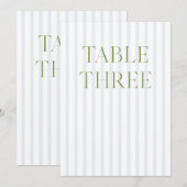 Classic Sage Green & Blue Wedding Tischnummer (Vorne/Hinten)