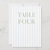 Classic Sage Green & Blue Wedding Tischnummer (Vorderseite)