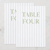 Classic Sage Green & Blue Wedding Tischnummer (Vorne/Hinten)