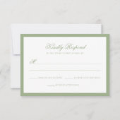 Classic Sage Green Border Monogram Script Wedding RSVP Karte (Vorderseite)