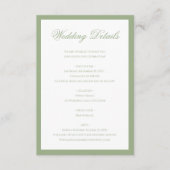 Classic Sage Green Border Script Wedding Details Begleitkarte (Vorderseite)