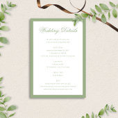 Classic Sage Green Border Script Wedding Details Begleitkarte