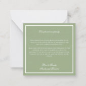 Classic Sage Green Border Script Wedding Thank You Mitteilungskarte (Rückseite)