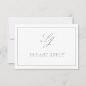 Classic Sage Green Calligrafy Monogram No Meal RSVP Karte (Vorderseite)