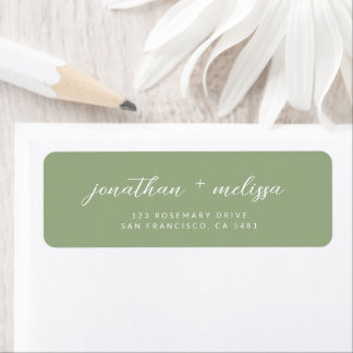 Classic Sage Green Calligraphy Wedding Address