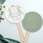 Classic Sage Green Crest Wedding Ceremony Timeline Fächer