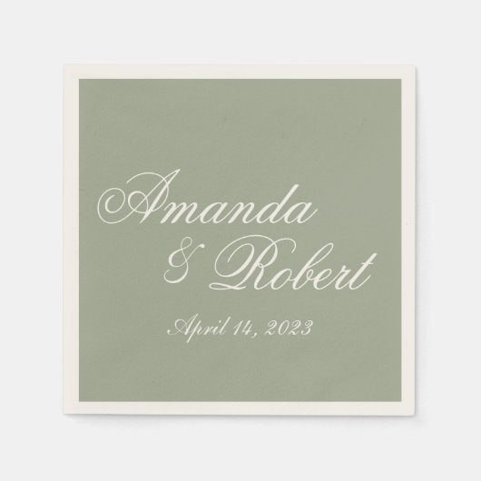 Classic Sage Green Custom Wedding Paper Napkin Serviette (Vorderseite)