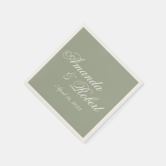 Classic Sage Green Custom Wedding Paper Napkin Serviette (Ecke)