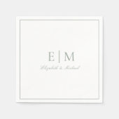 Classic Sage Green Elegant Script Monogram Wedding Serviette (Vorderseite)