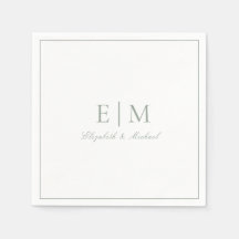 Classic Sage Green Elegant Script Monogram Wedding