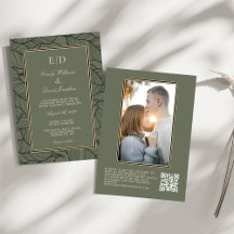 Classic Sage Green Elegante Floral QR Foto