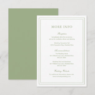 Classic Sage Green Elegante Hochzeit Begleitkarte