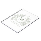 Classic Sage Green Floral Wappen Monogram Notebook Notizblock (Linke Seite)