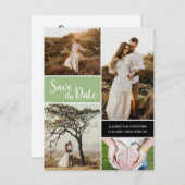 Classic Sage Green Foto Collage Save the Date Ankündigung (Vorne/Hinten)