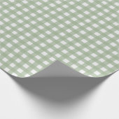 Classic Sage Green Gingham Plaid Christmas Geschenkpapier (Ecke)