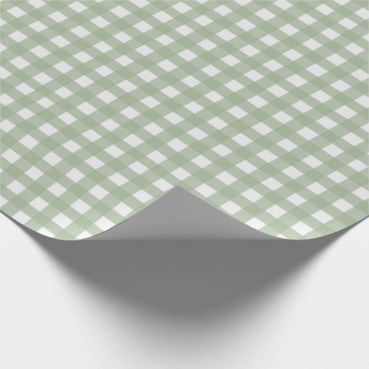 Classic Sage Green Gingham Plaid Christmas Geschenkpapier (Ecke)
