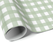 Classic Sage Green Gingham Plaid Christmas Geschenkpapier (Rolleneckpunkt)