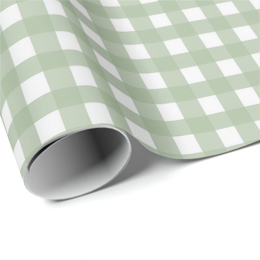 Classic Sage Green Gingham Plaid Christmas Geschenkpapier (Rolleneckpunkt)