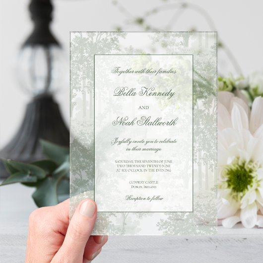 Classic Sage Green Landscape Toile Wedding Acryleinladungen