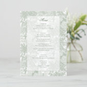Classic Sage Green Landscape Toile Wedding Menükarte (Stehend Vorderseite)