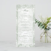 Classic Sage Green Landscape Toile Wedding Menükarte (Stehend Vorderseite)